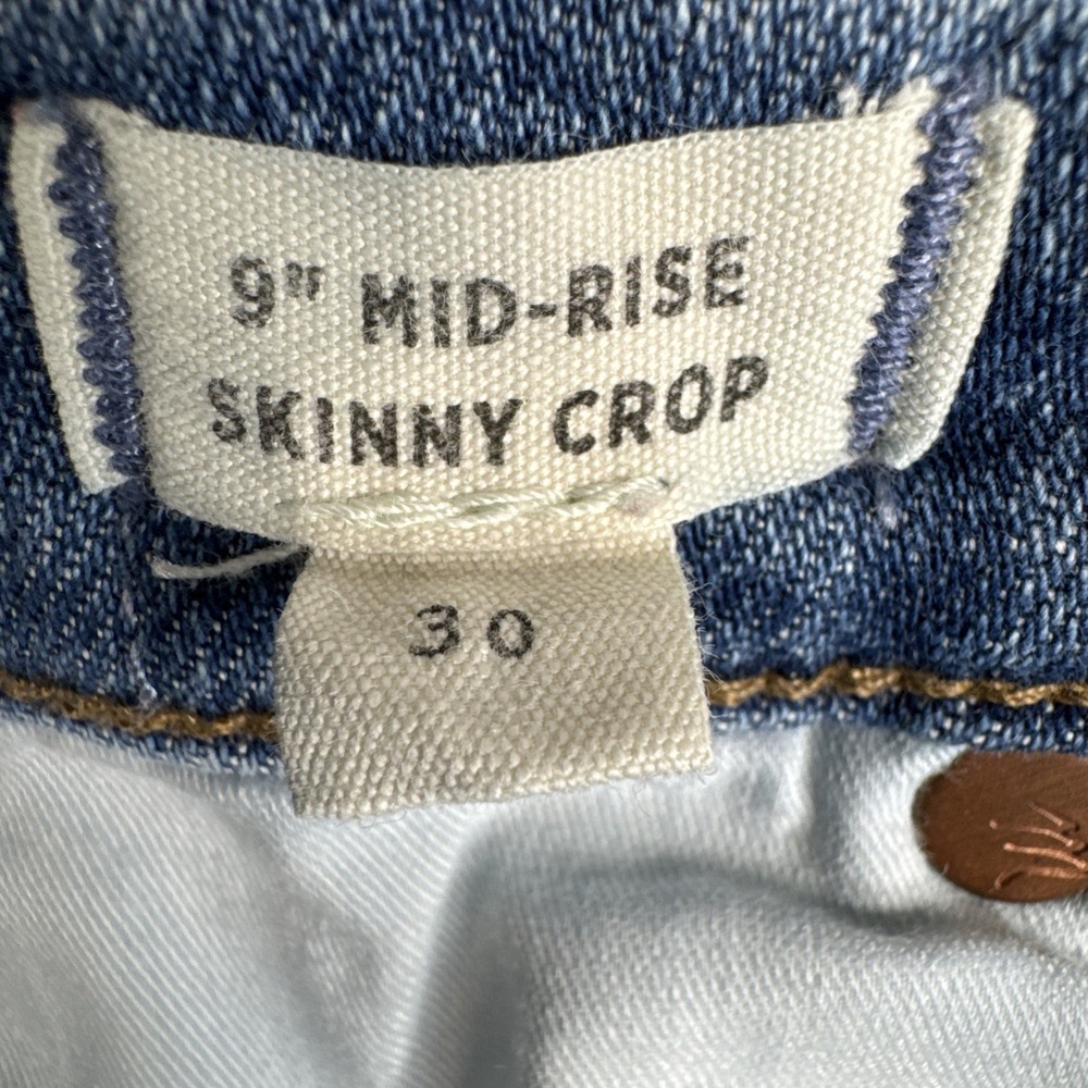 Madewell Mid Rise Skinny Crop Jeans Women Sz 30 Blue Wash Stretch Button Fly - Picture 7 of 8